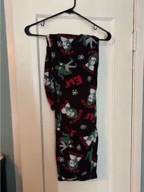 Black Elf Print Fleece Pajama Pants